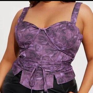 Fashion Nova Sleeveless Floral Corset Top